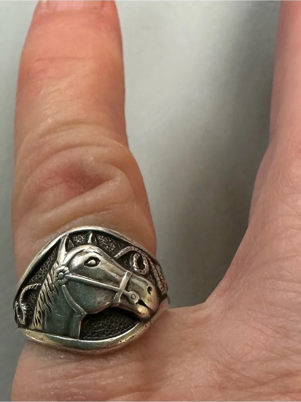 ✨ Vintage Old Bell Trading Post Equestrian Horse Ring — Sterling Silver — Size 5